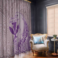 Hawaii Monk Seal and Map Window Curtain Polynesian Kanaka Maoli Violet Vibe