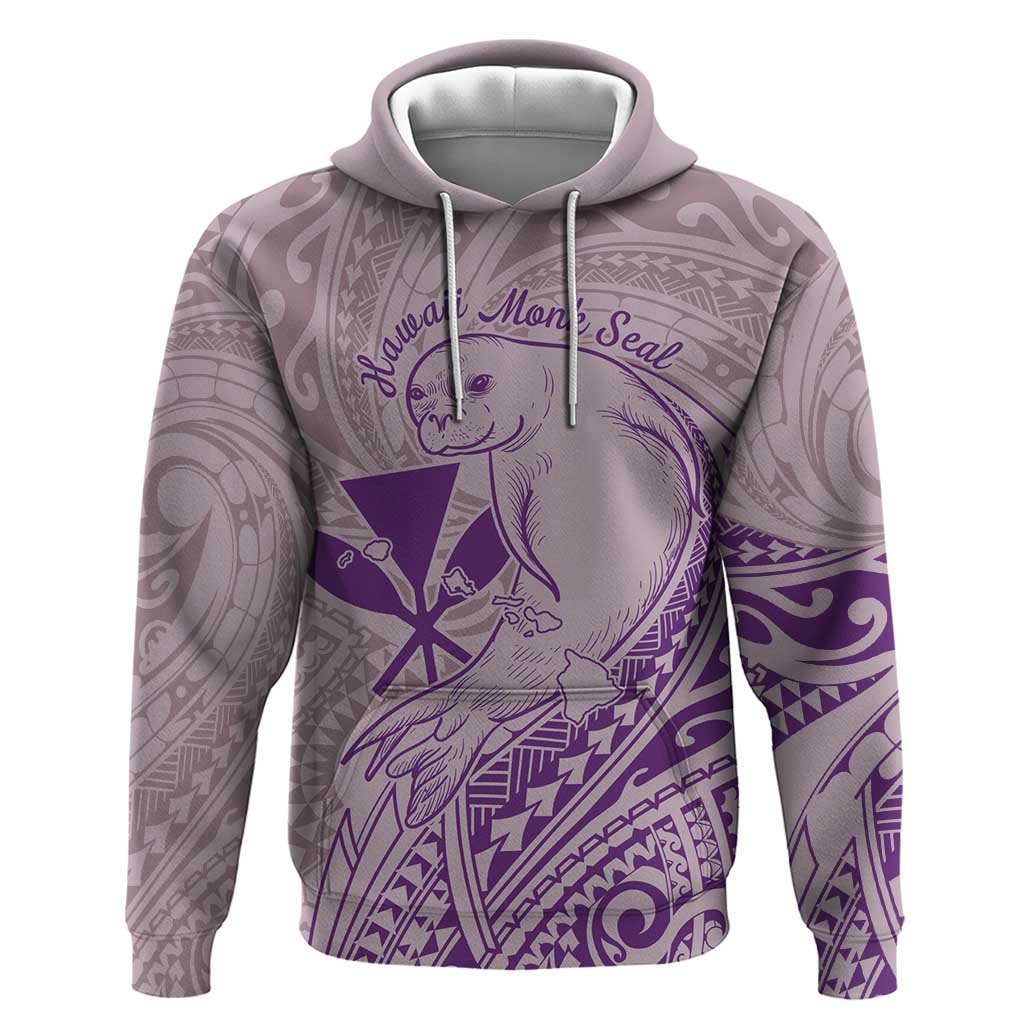 Hawaii Monk Seal and Map Zip Hoodie Polynesian Kanaka Maoli Violet Vibe