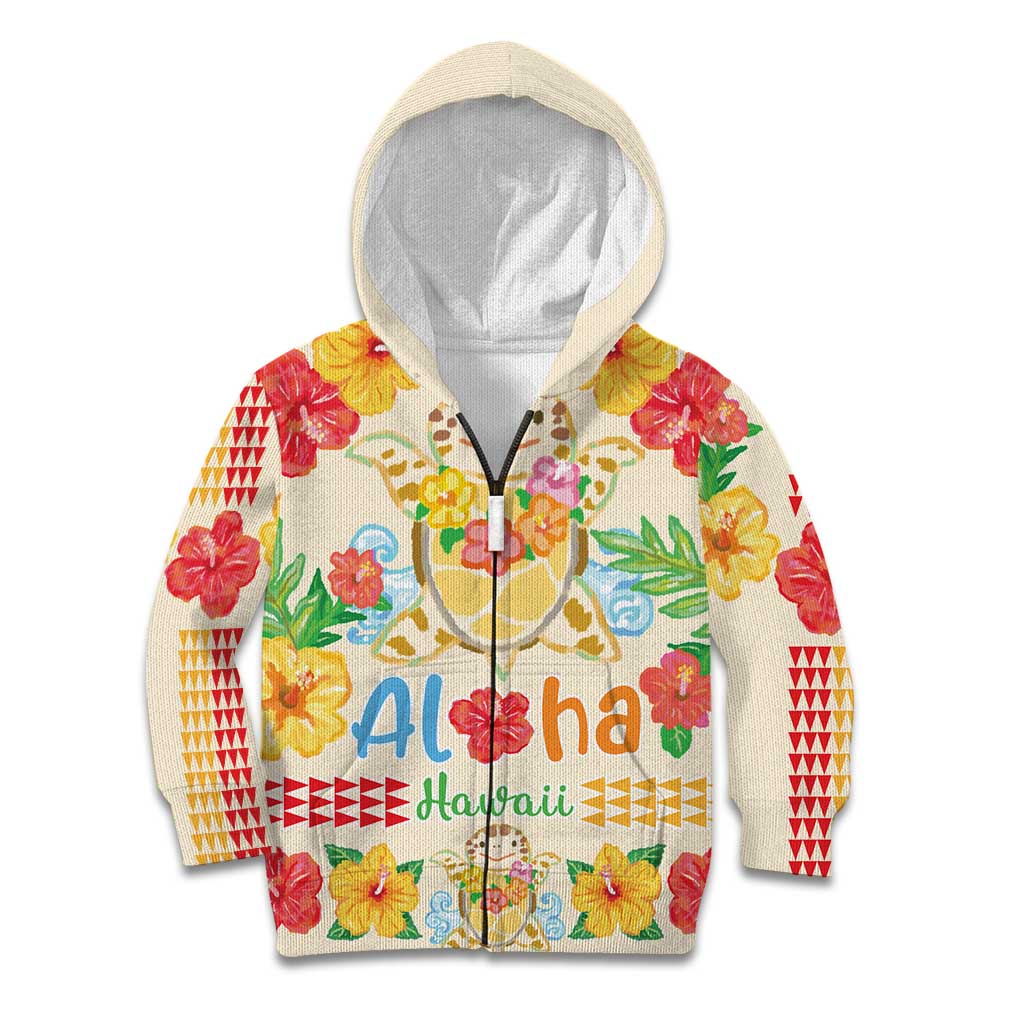 Kawaii Turtle Kid Hoodie Aloha Hibiscus Flowers