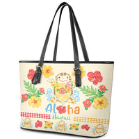 Kawaii Turtle Leather Tote Bag Aloha Hibiscus Flowers