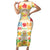 Kawaii Turtle Short Sleeve Bodycon Dress Aloha Hibiscus Flowers