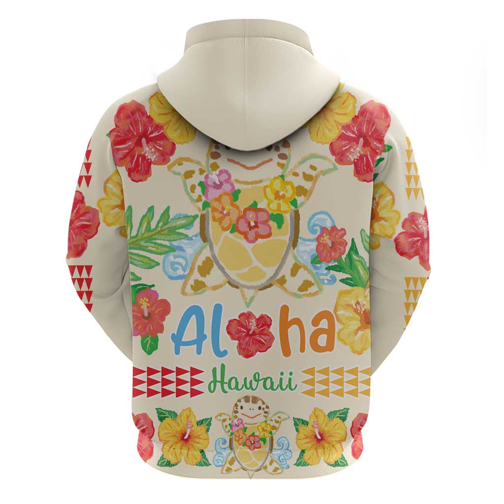 Kawaii Turtle Zip Hoodie Aloha Hibiscus Flowers LT9 - Polynesian Pride
