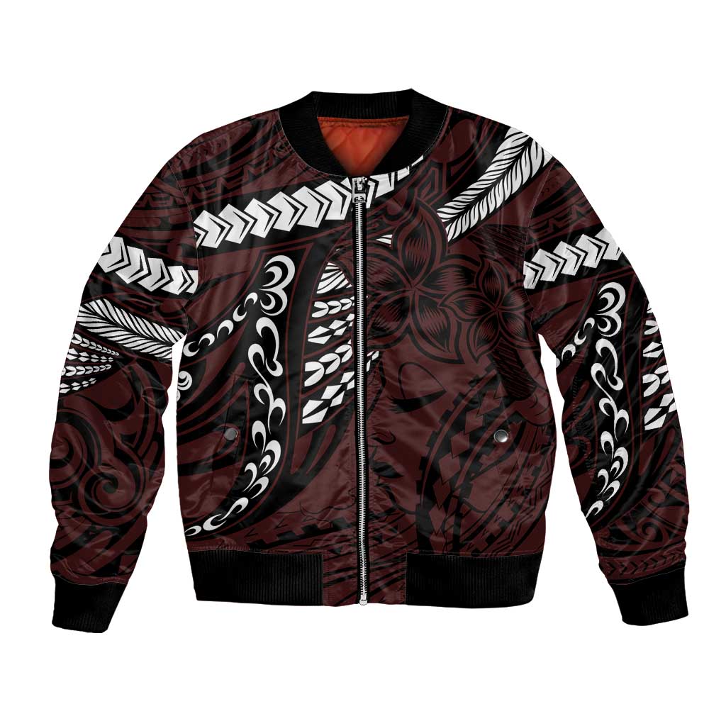Polynesian Girl Tribal Tattoo Bomber Jacket Oxbood Vibe LT9 Unisex Oxblood - Polynesian Pride