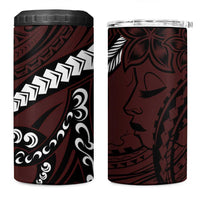 Polynesian Girl Tribal Tattoo 4 in 1 Can Cooler Tumbler Oxbood Vibe