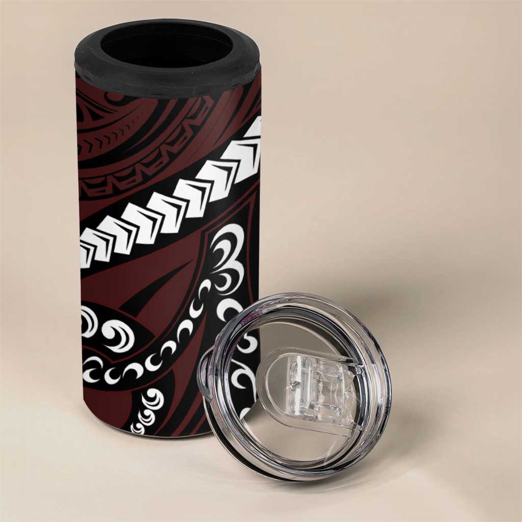 Polynesian Girl Tribal Tattoo 4 in 1 Can Cooler Tumbler Oxbood Vibe
