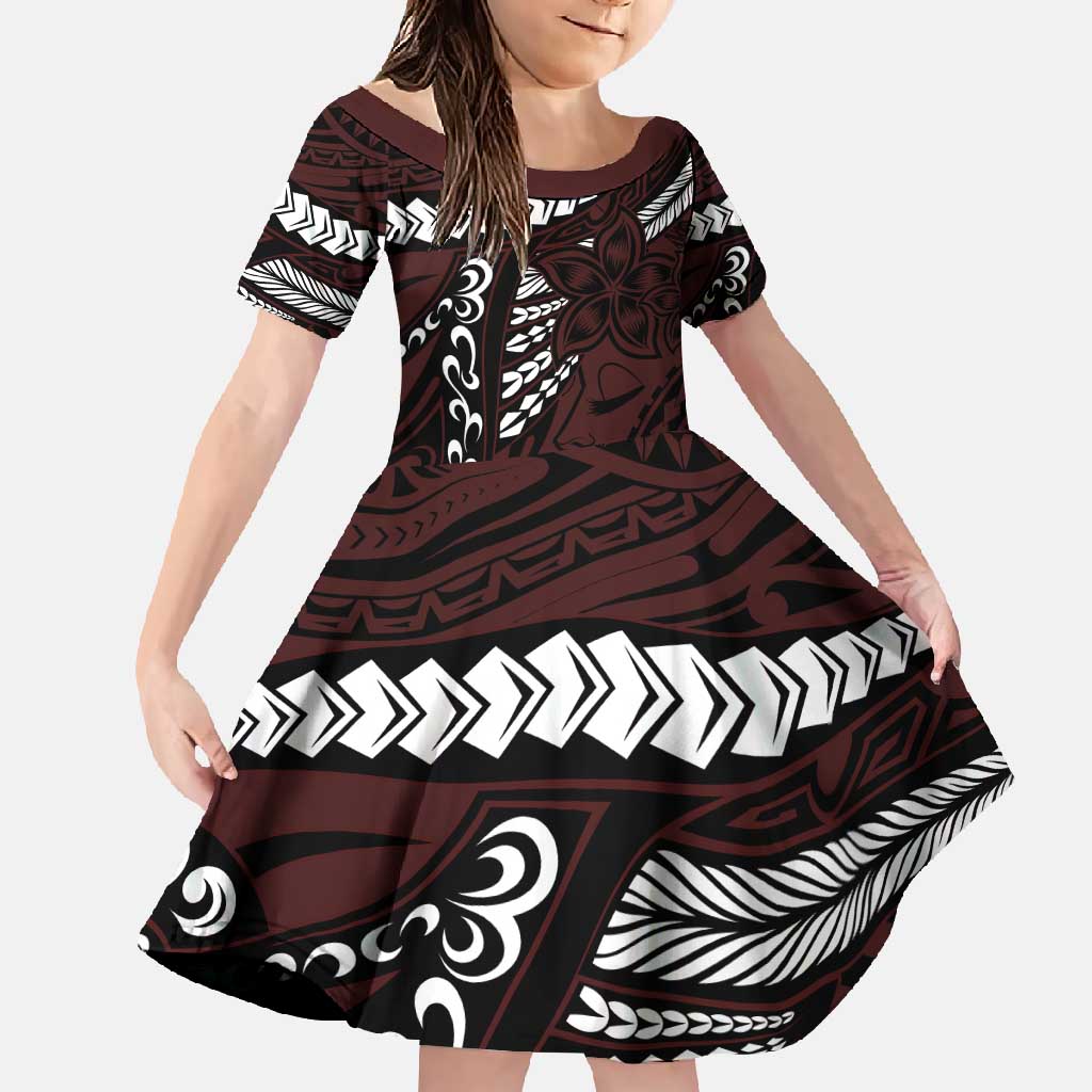 Polynesian Girl Tribal Tattoo Family Matching Mermaid Dress and Hawaiian Shirt Oxbood Vibe