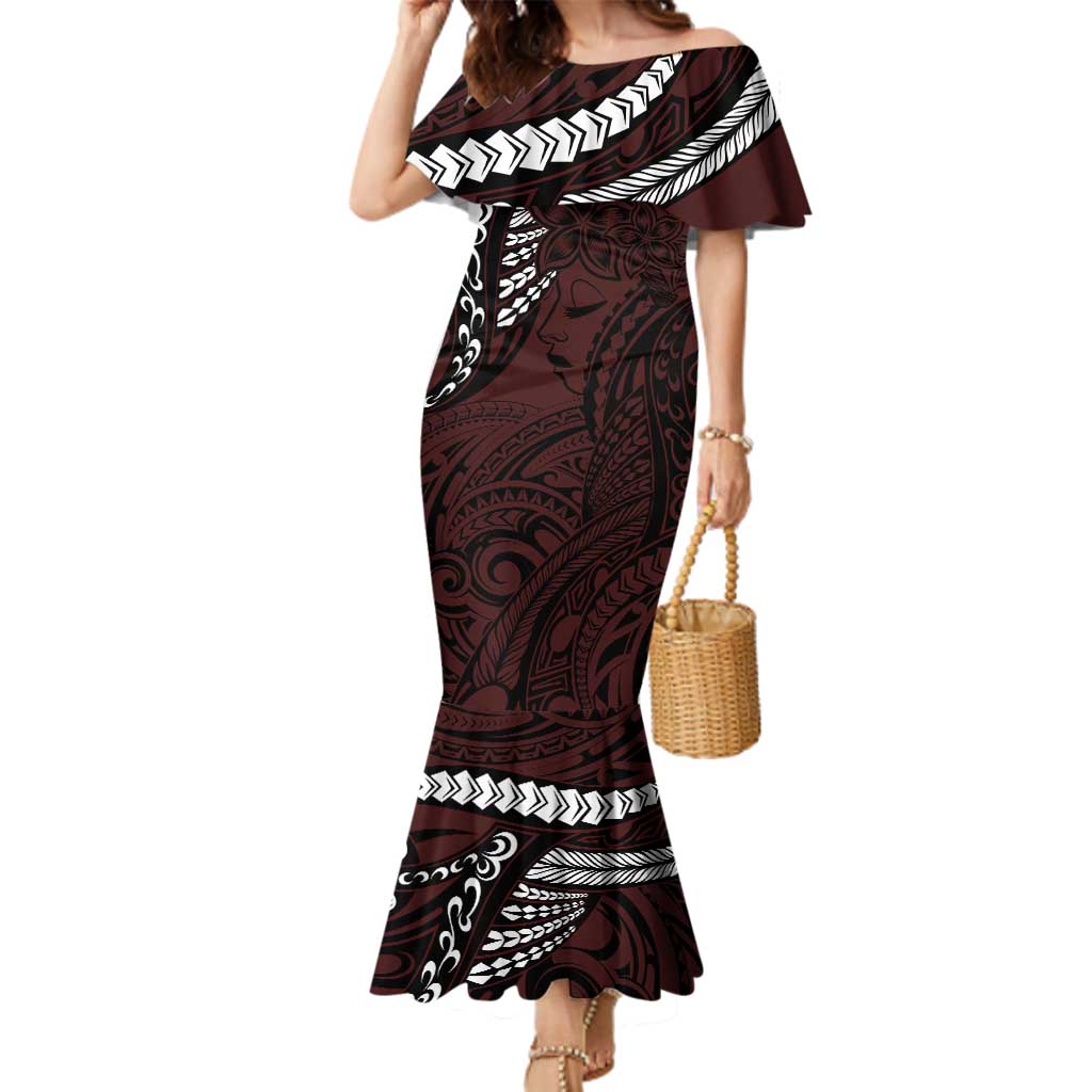 Polynesian Girl Tribal Tattoo Family Matching Mermaid Dress and Hawaiian Shirt Oxbood Vibe