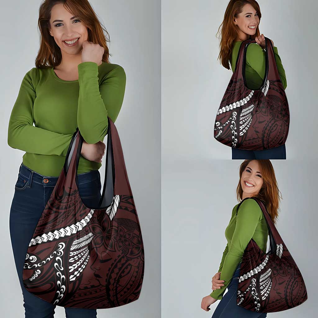 Polynesian Girl Tribal Tattoo Grocery Bag Oxbood Vibe