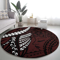 Polynesian Girl Tribal Tattoo Round Carpet Oxbood Vibe LT9 - Polynesian Pride