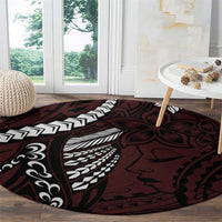 Polynesian Girl Tribal Tattoo Round Carpet Oxbood Vibe LT9 - Polynesian Pride