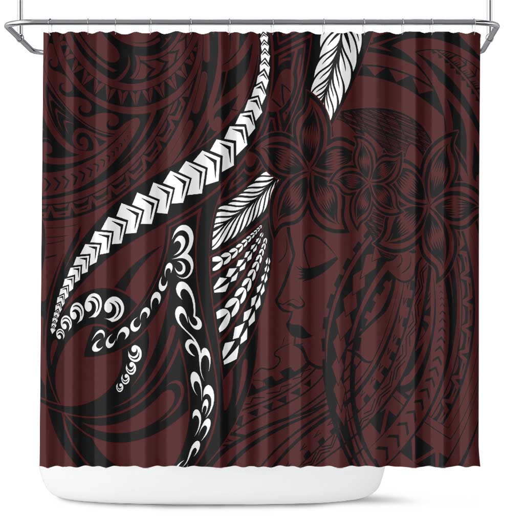 Polynesian Girl Tribal Tattoo Shower Curtain Oxbood Vibe LT9 Oxblood - Polynesian Pride