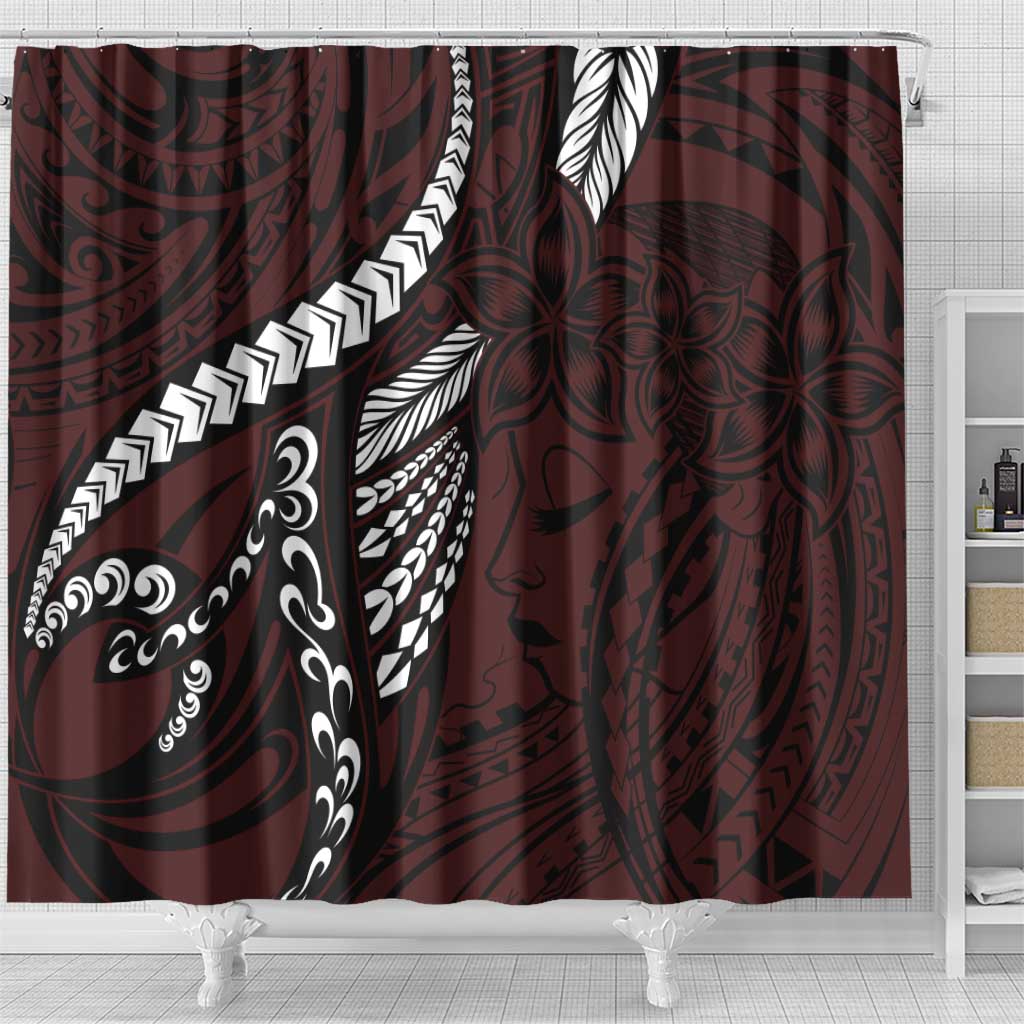 Polynesian Girl Tribal Tattoo Shower Curtain Oxbood Vibe