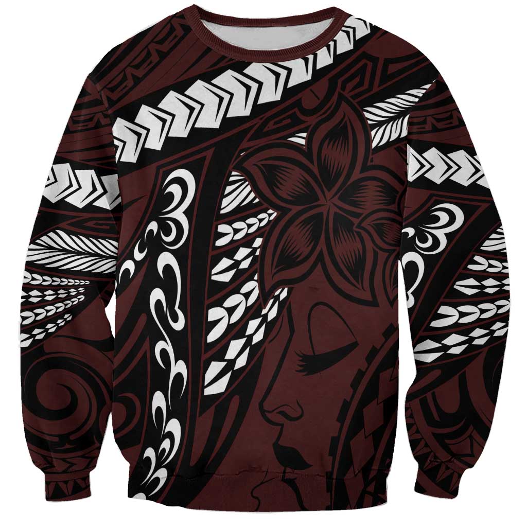Polynesian Girl Tribal Tattoo Sweatshirt Oxbood Vibe