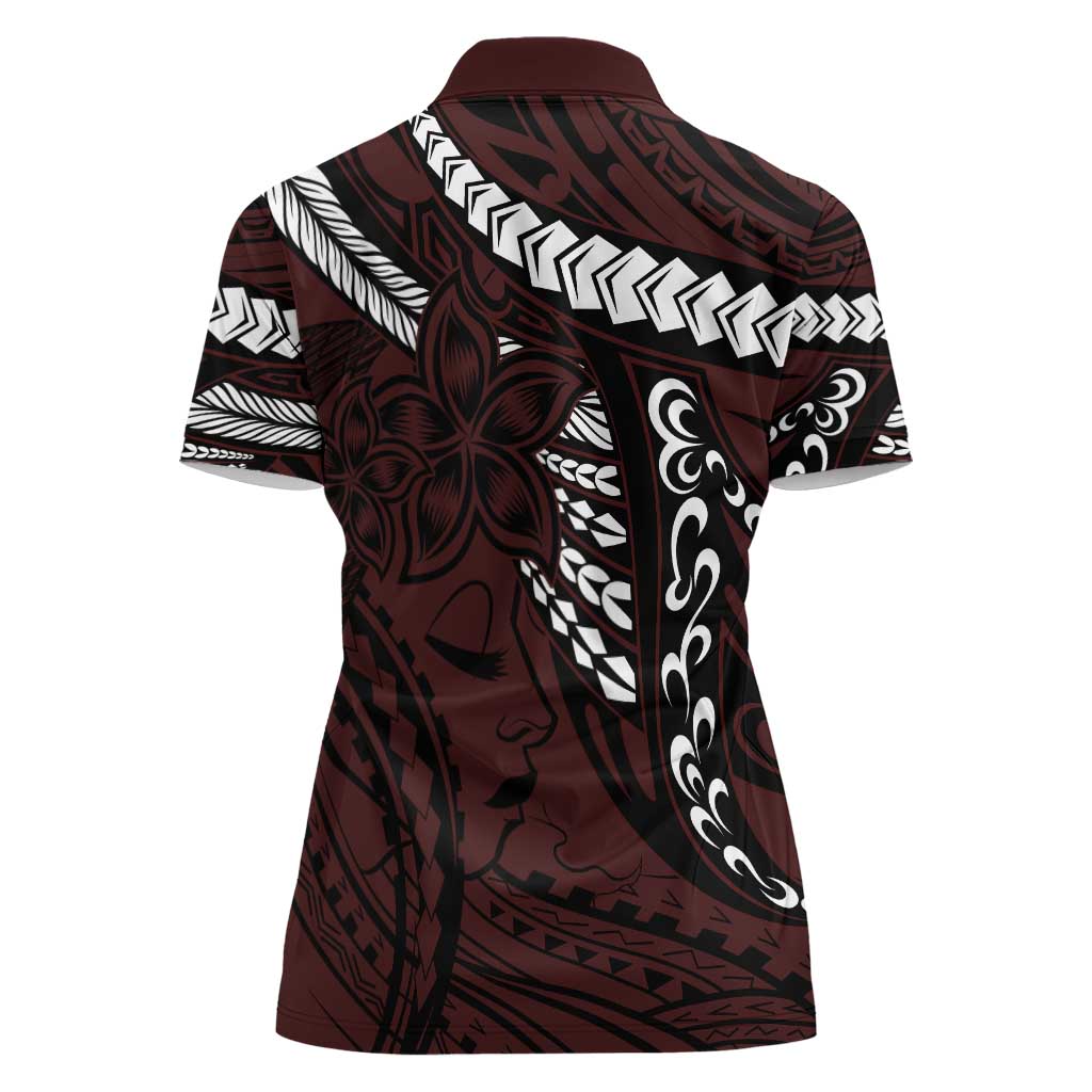 Polynesian Girl Tribal Tattoo Women Polo Shirt Oxbood Vibe
