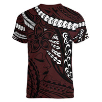 Polynesian Girl Tribal Tattoo Women V-Neck T-Shirt Oxbood Vibe