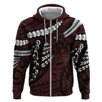 Polynesian Girl Tribal Tattoo Zip Hoodie Oxbood Vibe LT9 Zip Hoodie Oxblood - Polynesian Pride