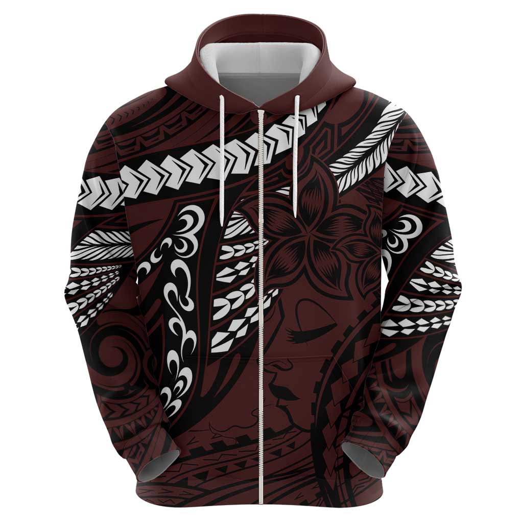 Polynesian Girl Tribal Tattoo Zip Hoodie Oxbood Vibe LT9 - Polynesian Pride