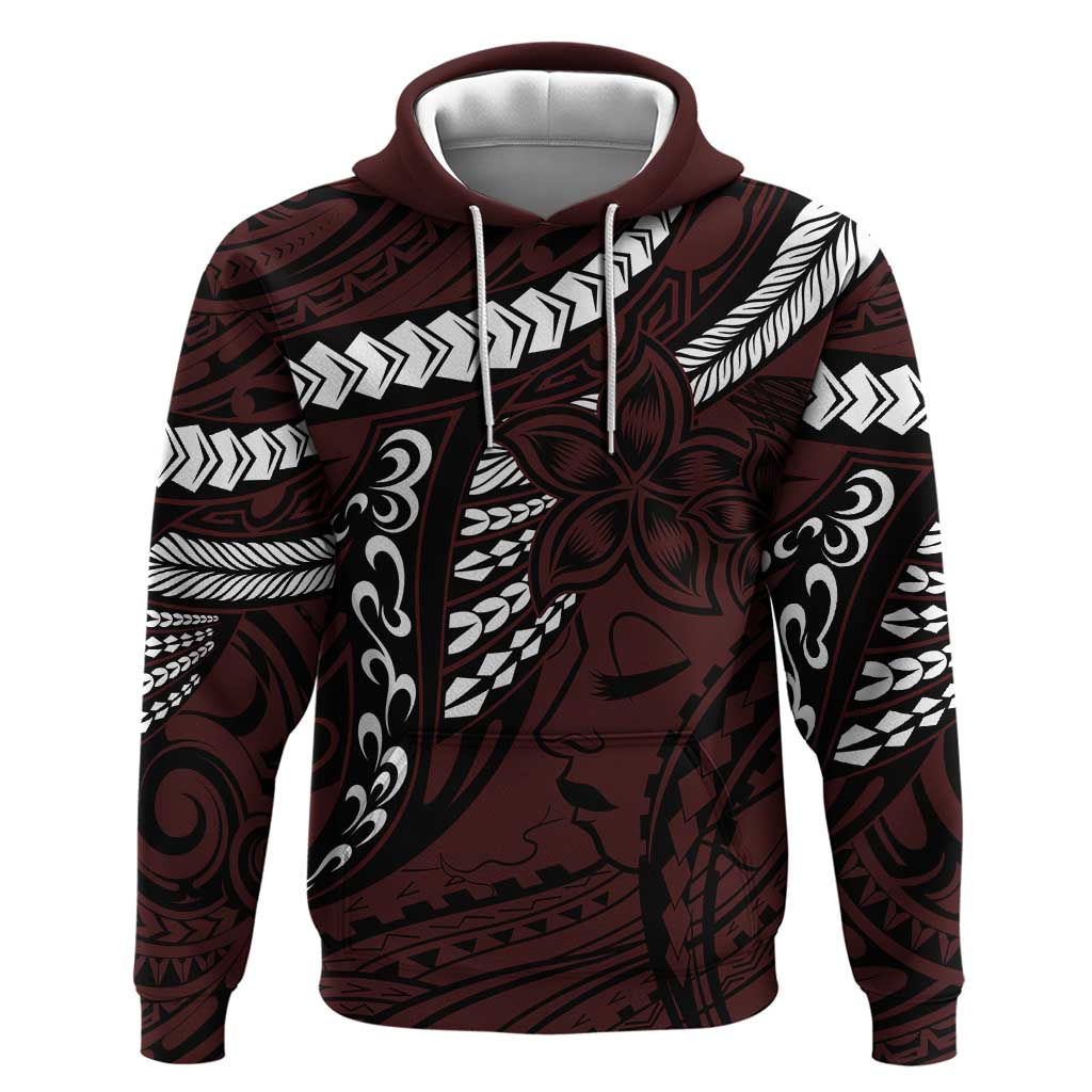 Polynesian Girl Tribal Tattoo Zip Hoodie Oxbood Vibe LT9 Pullover Hoodie Oxblood - Polynesian Pride