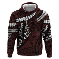 Polynesian Girl Tribal Tattoo Zip Hoodie Oxbood Vibe LT9 Pullover Hoodie Oxblood - Polynesian Pride