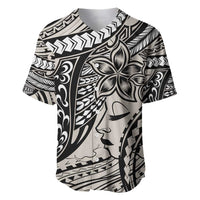 Polynesian Girl Tribal Tattoo Baseball Jersey Beige Vibe LT9 Beige - Polynesian Pride