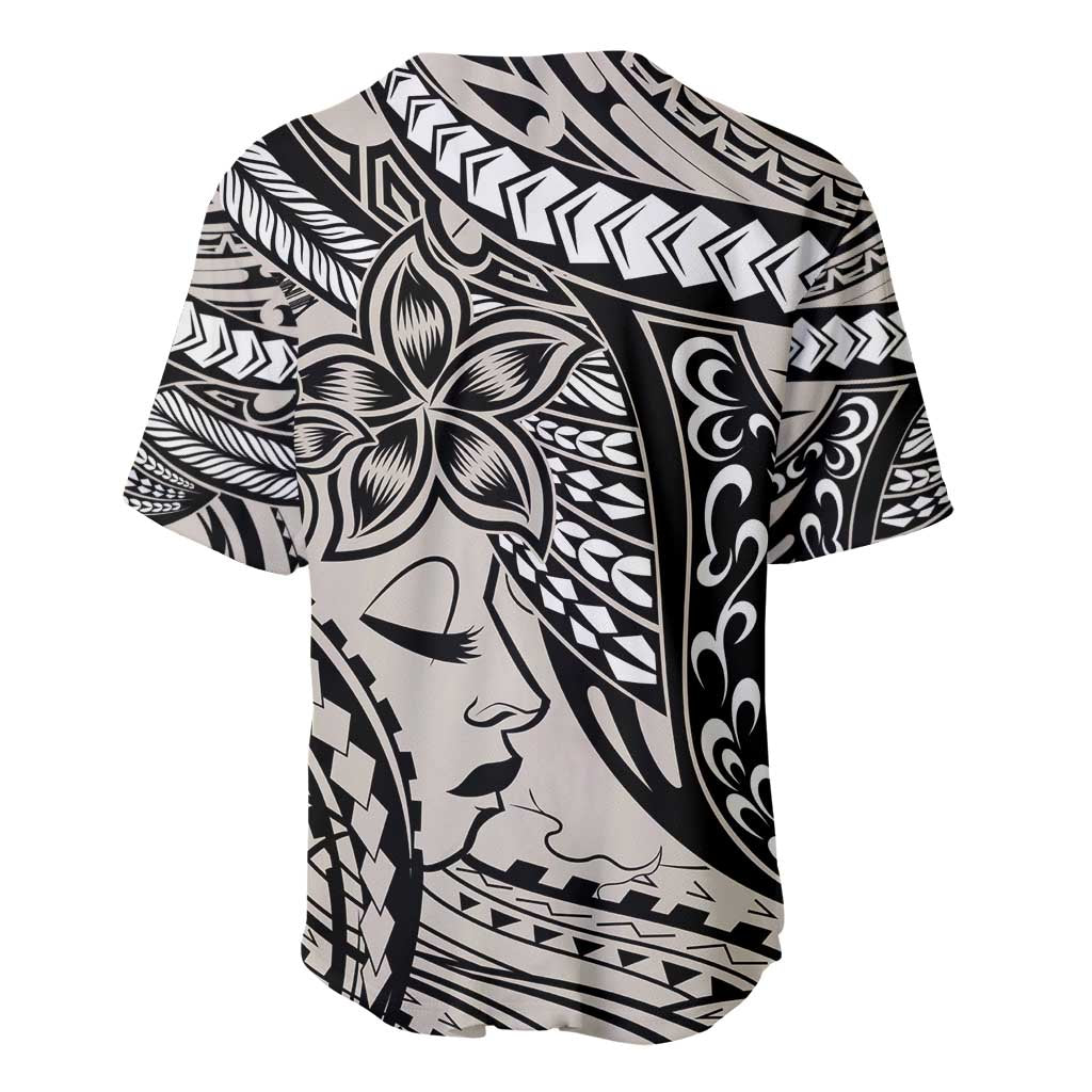 Polynesian Girl Tribal Tattoo Baseball Jersey Beige Vibe LT9 - Polynesian Pride