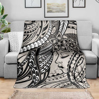 Polynesian Girl Tribal Tattoo Blanket Beige Vibe