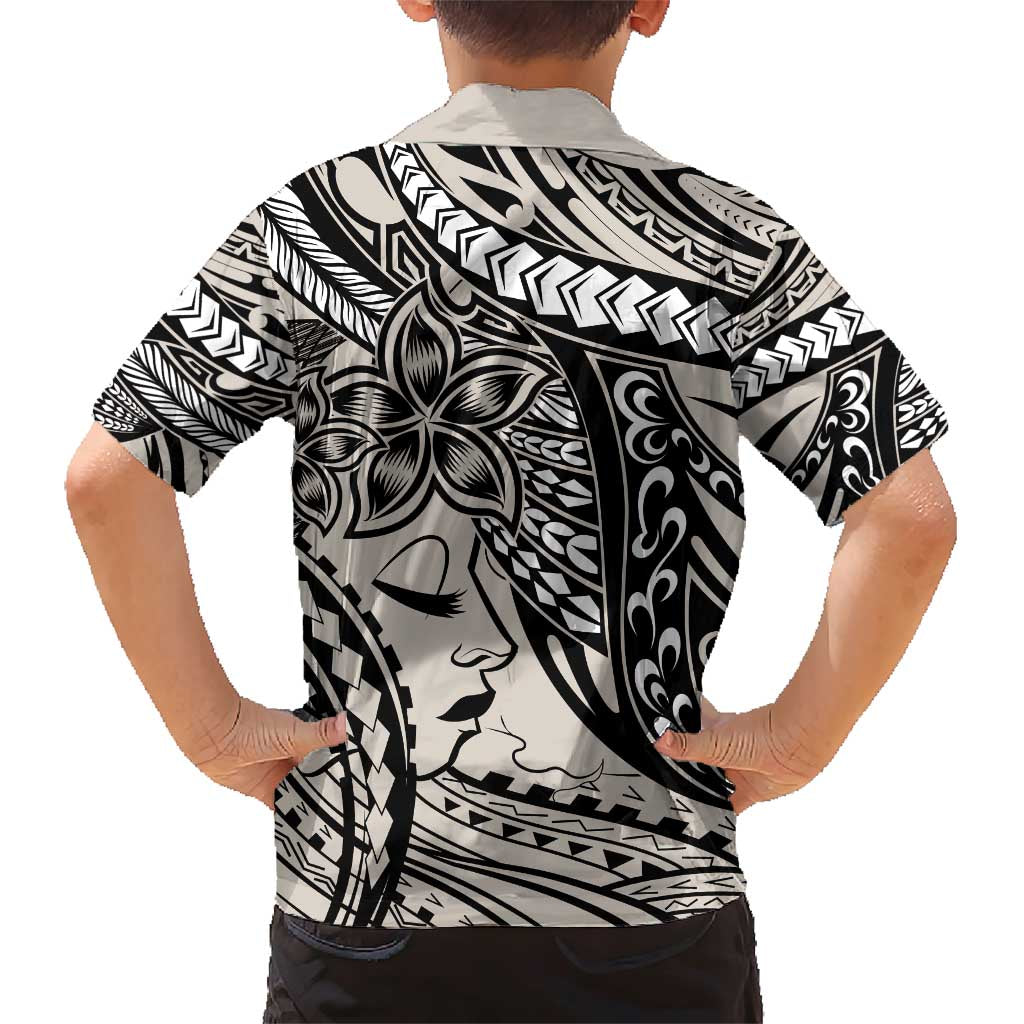 Polynesian Girl Tribal Tattoo Family Matching Short Sleeve Bodycon Dress and Hawaiian Shirt Beige Vibe LT9 - Polynesian Pride