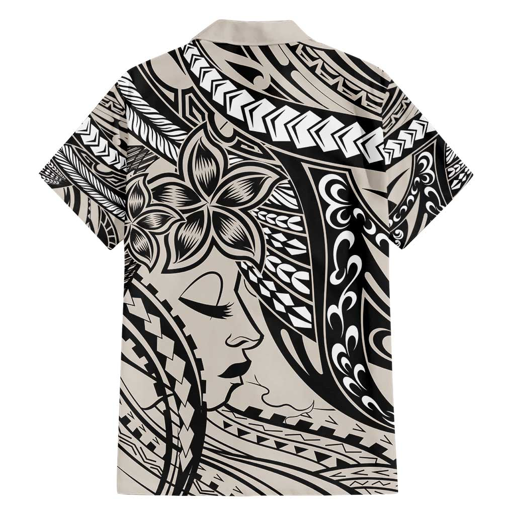 Polynesian Girl Tribal Tattoo Family Matching Short Sleeve Bodycon Dress and Hawaiian Shirt Beige Vibe LT9 - Polynesian Pride