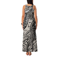 Polynesian Girl Tribal Tattoo Family Matching Tank Maxi Dress and Hawaiian Shirt Beige Vibe