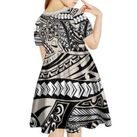 Polynesian Girl Tribal Tattoo Kid Short Sleeve Dress Beige Vibe
