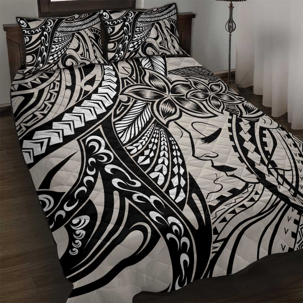 Polynesian Girl Tribal Tattoo Quilt Bed Set Beige Vibe LT9 Beige - Polynesian Pride