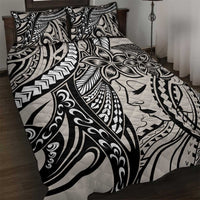 Polynesian Girl Tribal Tattoo Quilt Bed Set Beige Vibe