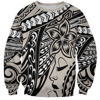 Polynesian Girl Tribal Tattoo Sweatshirt Beige Vibe