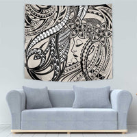 Polynesian Girl Tribal Tattoo Tapestry Beige Vibe