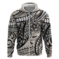 Polynesian Girl Tribal Tattoo Zip Hoodie Beige Vibe LT9 Zip Hoodie Beige - Polynesian Pride
