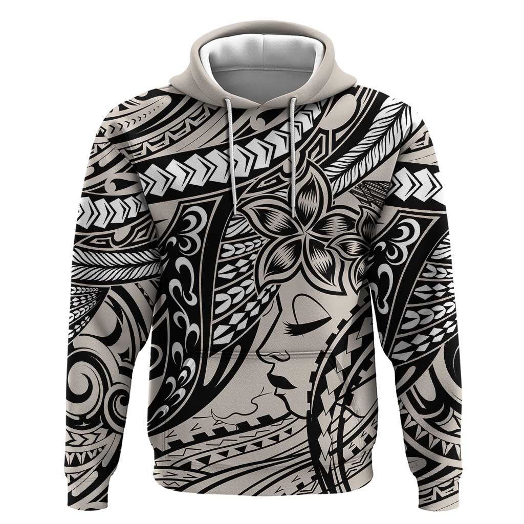Polynesian Girl Tribal Tattoo Zip Hoodie Beige Vibe LT9 Pullover Hoodie Beige - Polynesian Pride