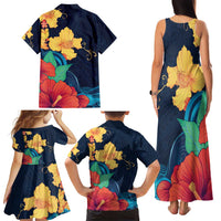 Polynesian Hibiscus Flower Waves Pattern Family Matching Tank Maxi Dress and Hawaiian Shirt LT9 - Polynesian Pride