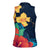 Polynesian Hibiscus Flower Waves Pattern Women Sleeveless Polo Shirt