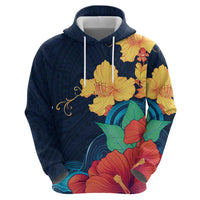 Polynesian Hibiscus Flower Waves Pattern Zip Hoodie LT9 - Polynesian Pride