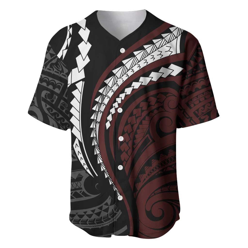 Polynesian Oxblood Line Art Tribal Tattoo Baseball Jersey LT9 Beige - Polynesian Pride