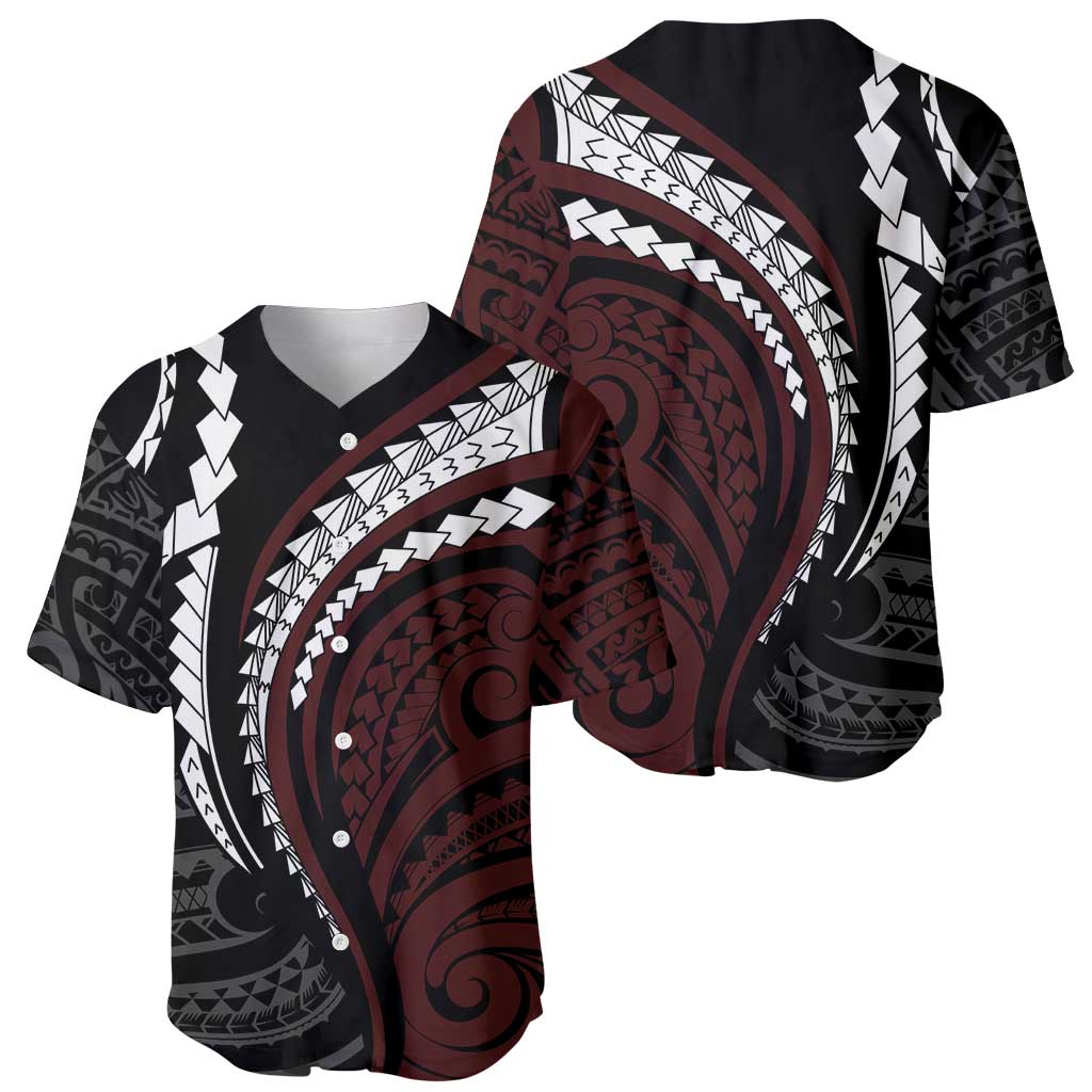 Polynesian Oxblood Line Art Tribal Tattoo Baseball Jersey LT9 - Polynesian Pride