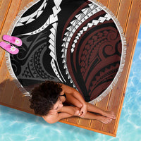 Polynesian Oxblood Line Art Tribal Tattoo Beach Blanket