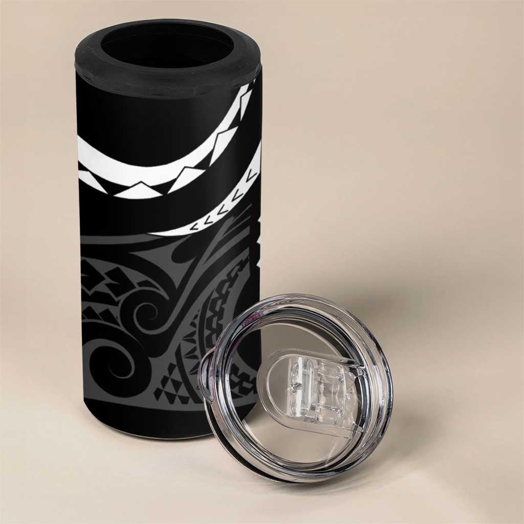 Polynesian Oxblood Line Art Tribal Tattoo 4 in 1 Can Cooler Tumbler