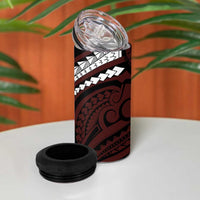 Polynesian Oxblood Line Art Tribal Tattoo 4 in 1 Can Cooler Tumbler
