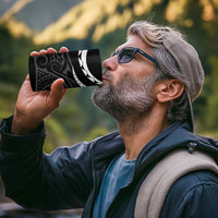 Polynesian Oxblood Line Art Tribal Tattoo 4 in 1 Can Cooler Tumbler