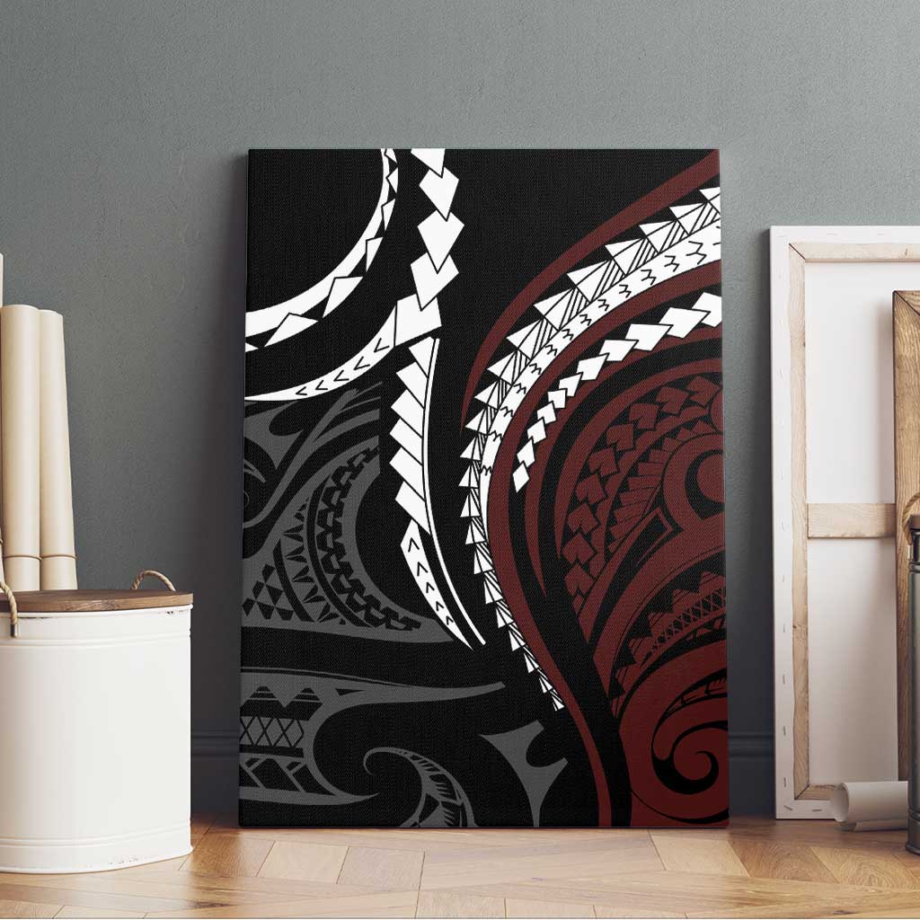 Polynesian Oxblood Line Art Tribal Tattoo Canvas Wall Art