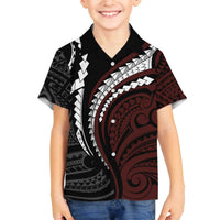 Polynesian Oxblood Line Art Tribal Tattoo Family Matching Off The Shoulder Long Sleeve Dress and Hawaiian Shirt LT9 Son's Shirt Beige - Polynesian Pride