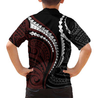Polynesian Oxblood Line Art Tribal Tattoo Kid Hawaiian Shirt