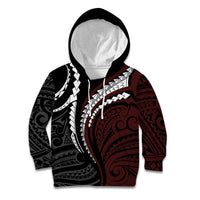 Polynesian Oxblood Line Art Tribal Tattoo Kid Hoodie