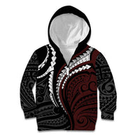 Polynesian Oxblood Line Art Tribal Tattoo Kid Hoodie